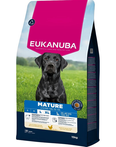 EUKANUBA Mature Large Breeds Chicken 15 kg Suché krmivo pre dospelých psov veľkých plemien bohaté na čerstvé kurča