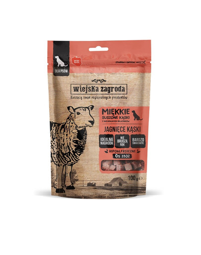 WIEJSKA ZAGRODA Jahňacie kúsky maškrta pre psa 100 g