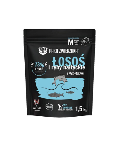 PAKA ZWIERZAKA vyvážené suché krmivo losos a baltské ryby1,5kg