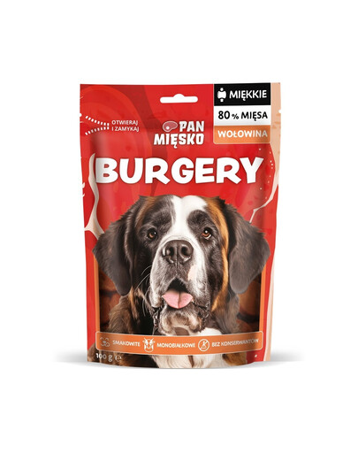 PAN MIĘSKO Burgery Woľovina pochúťka pre psa 100 g