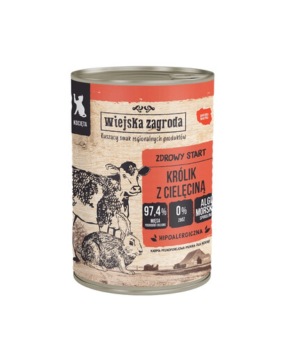 WIEJSKA ZAGRODA Králik s teľacinou konzerva pre mačiatka 400 g