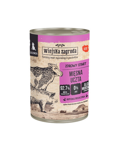 WIEJSKA ZAGRODA Mäsová hostina konzerva pre šteniatka 400 g