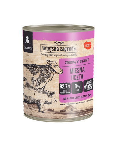 WIEJSKA ZAGRODA Mäsová hostina mokrá krmivo pre šteniatka 800 g