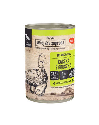 WIEJSKA ZAGRODA Mokré krmivo pre psov s kačicou a hruškou 400 g
