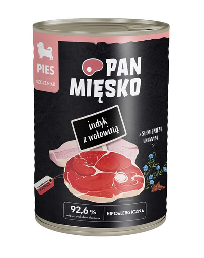 PAN MIĘSKO Morčacie s hovädzím mokré krmivo pre šteniatka 400 g