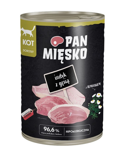 PAN MIĘSKO Mokré krmivo pre mačky s morčacím a husacím mäsom 400 g