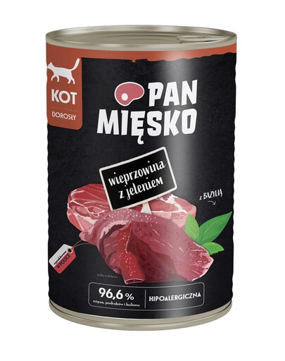 PAN MIĘSKO Mokré krmivo pre mačky s bravčovým mäsom a jeleňom 400 g