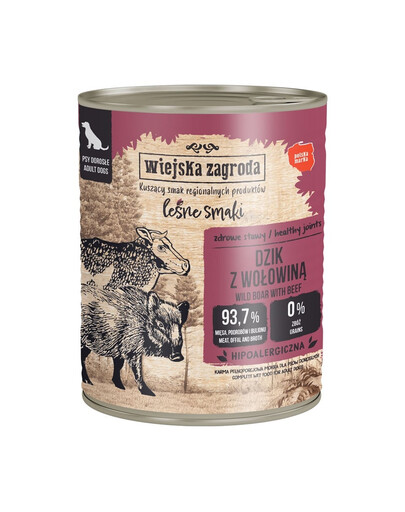 WIEJSKA ZAGRODA Mokré krmivo pre psov s hovädzím mäsom 800 g