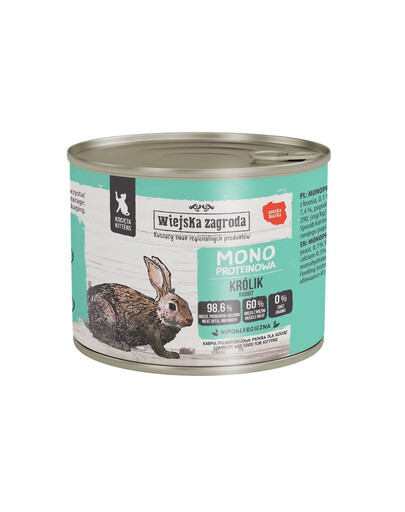 WIEJSKA ZAGRODA Monoproteínové mokré krmivo pre mačiatka s príchuťou králika 200 g