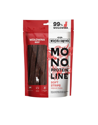 WIEJSKA ZAGRODA Monoproteinové mäkké pásiky pre psov Hovädzina 100 g