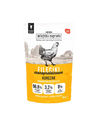 WIEJSKA ZAGRODA Mokré krmivo pre mačky s kuracími filetmi 85 g
