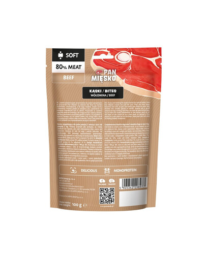 PAN MIĘSKO Kúsky Hovädzina pochúťka pre psa 100 g