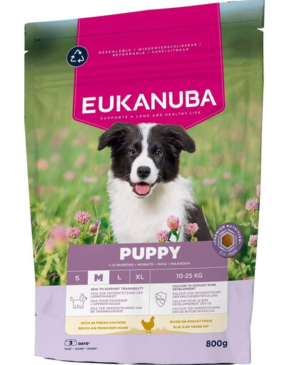 EUKANUBA Puppy Medium Breeds Chicken 800 g Krmivo pre šteniatka stredných plemien bohaté na čerstvé kurča