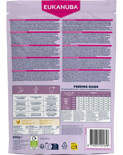 Puppy Medium Breeds Chicken 800 g sucha karma dla szczeniąt ras średnich bogata w świeżego kurczaka