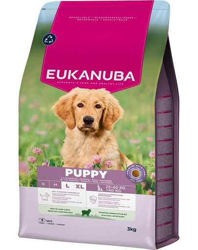 EUKANUBA Puppy Large Breeds Lamb Rice 3 kg Krmivo pre šteniatka veľkých plemien bohaté na jahňacinu a ryžu
