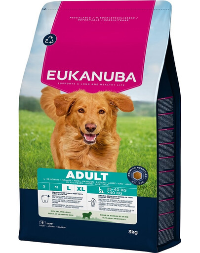 EUKANUBA Adult Large Breeds Lamb Rice 3 kg Krmivo pre psov veľkých plemien bohaté na jahňacinu a ryžu