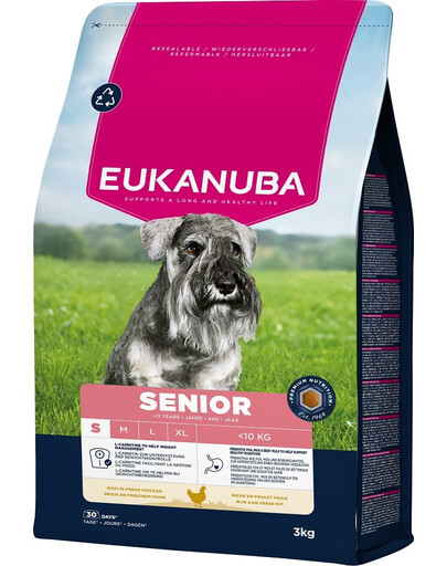 EUKANUBA Senior Small Breeds Chicken 3 kg suché krmivo pre staršie psy malých plemien, bohaté na čerstvé kuracie mäso