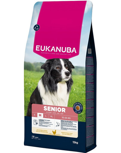 EUKANUBA Senior Medium Breeds Chicken 15 kg Suché krmivo pre starších psov stredných plemien bohaté na čerstvé kurča