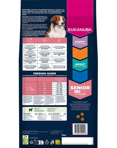 EUKANUBA Senior Small Medium Breeds Lamb Rice 3 kg suché krmivo pre starších psov malých a stredných plemien bohatá na jahňacinu a ryžu