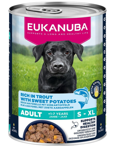 EUKANUBA Life Care Adult Rich in Trout 400 g Paštéta pre psov bohatá na pstruha a batáty