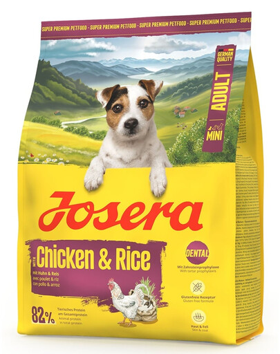 JOSERA Mini Adult Chicken and Rice 900g Bezglutenové krmivo s kuracím mäsom a ryžou
