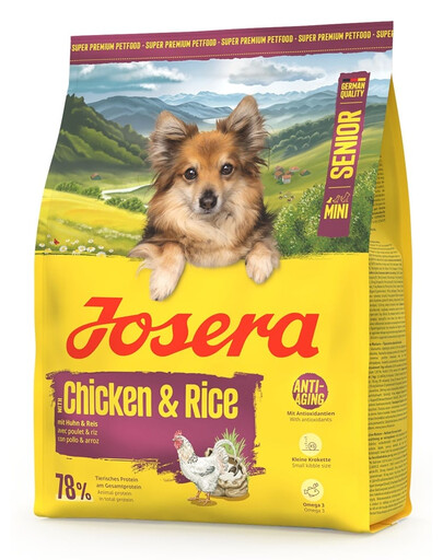 JOSERA Mini Senior Chicken and Rice 900g bezlepkové krmivo pre staršie psy malých plemien