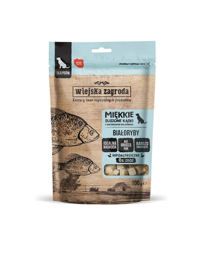 WIEJSKA ZAGRODA Maškrta z bielej ryby pre psov 100 g