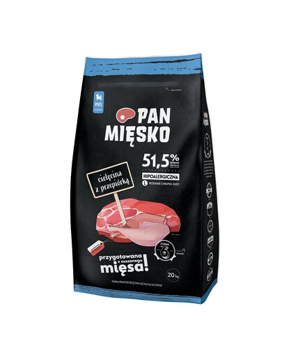 PAN MIĘSKO Teľacina s prepelicou pre šteniatka L 20 kg