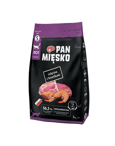 PAN MIĘSKO Teľacina s krevetkami pre mačky chrumkavé S 5 kg