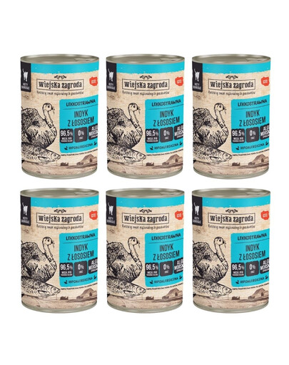 WIEJSKA ZAGRODA Morka s lososom mokrá strava pre mačky 6x400 g