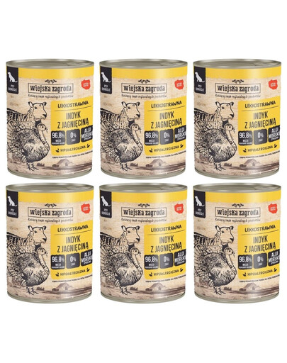WIEJSKA ZAGRODA s jahňacím mäsom 6x800 g bezobilninová mokrá strava pre psov