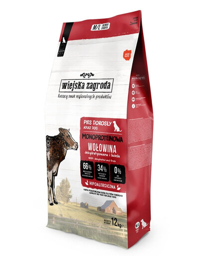 WIEJSKA ZAGRODA Monoproteínové hovädzie chipsy pre psov M/L 12 kg