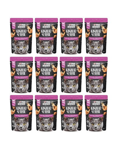 PAN MIĘSKO Kúsky v omáčke s kuracím mäsom a krevetami mokré krmivo pre mačky 12x85 g