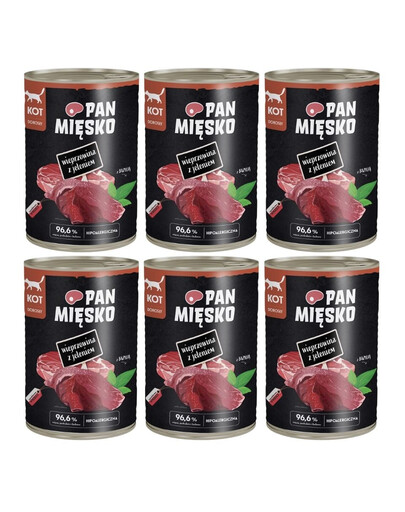 PAN MĘSKO Mokré krmivo s bravčovým mäsom a jeleňom pre mačky 6x400 g