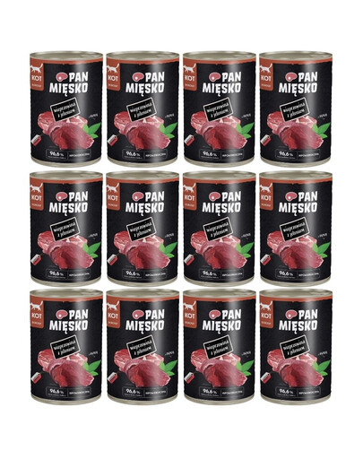 PAN MĘSKO Mokré krmivo s bravčovým mäsom a jeleňom pre mačky 12x400 g
