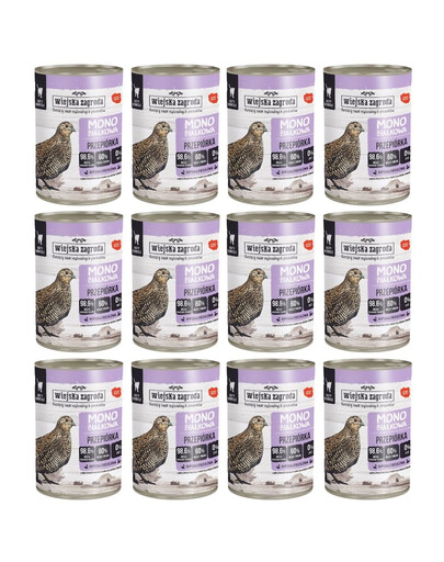 WIEJSKA ZAGRODA Mokré krmivo Quail Monoprotein pre prepelice 12x400 g
