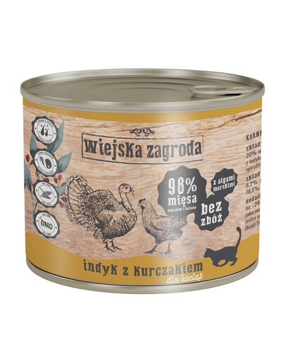 WIEJSKA ZAGRODA Konzerva pre mačiatka s morčacím a kuracím mäsom 6x200g