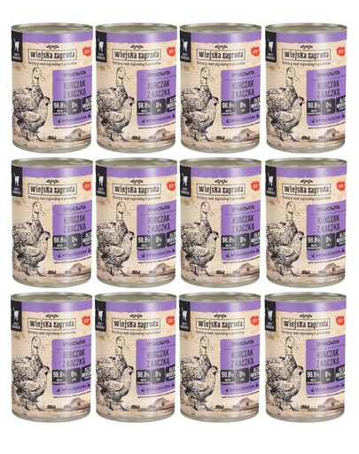 WIEJSKA ZAGRODA Kurčak s kačkou 12x400 g mokrá strava pre dospelé mačky