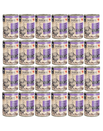 WIEJSKA ZAGRODA Kurčak s kačkou 24x400 g mokrá strava pre dospelé mačky