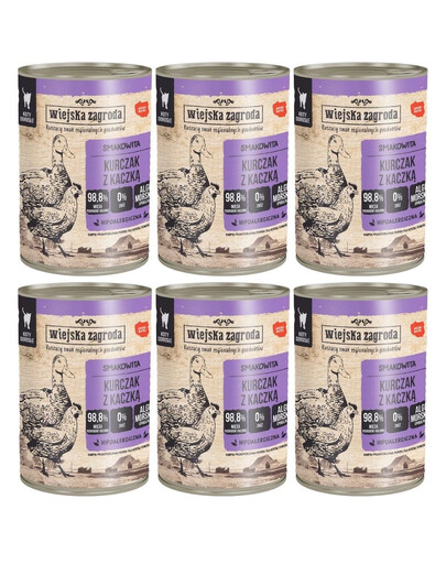 WIEJSKA ZAGRODA Kurčak s kačkou 6x400 g mokrá strava pre dospelé mačky