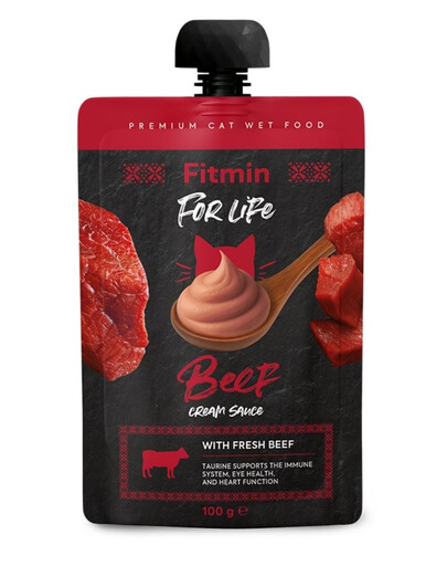 FITMIN For Life Cat Cream Sauce Beef 100g krémové vrecká s hovädzím mäsom pre mačky