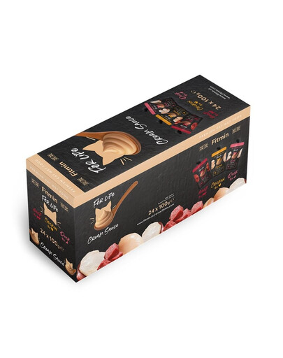 FITMIN For Life Cat Cream Sauce Multipack 24×100g krémové vrecká pre mačky s hovädzím, kuracím a kačacím mäsom