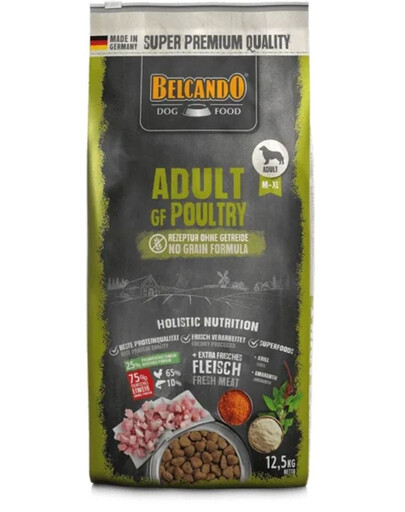 BELCANDO Grain Free Adult Poultry 22,5 kg bezobilná krmivo pre psov stredných a veľkých plemien