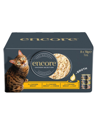 ENCORE Cat Chicken Selection in Broth Multipak 8x70 g mix chutí s kuracím mäsom vo vývare