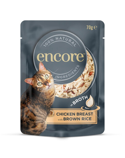 ENCORE Cat Chicken Breast with Brown Rice in Broth Kuracie prsia pre mačky s hnedou ryžou vo vývare 70 g