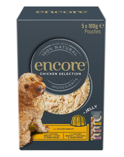 ENCORE Dog Chicken Selection in Jelly Multipak 5x100 g mix chutí s kuracím mäsom v želé