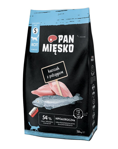 PAN MIĘSKO Kuracie mäso s pstruhom pre mačky, chrumkavé, S 1,6 kg
