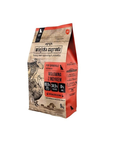 WIEJSKA ZAGRODA Hovädzie mäso s morčacími chipsami L 9 kg