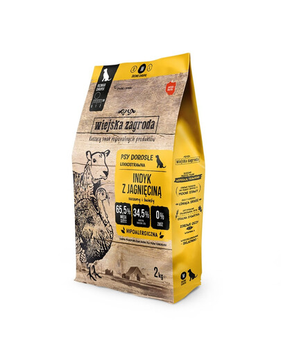 WIEJSKA ZAGRODA Krmivo pre psov s morčacím mäsom a jahňacím mäsom, chrumkavé M 2 kg