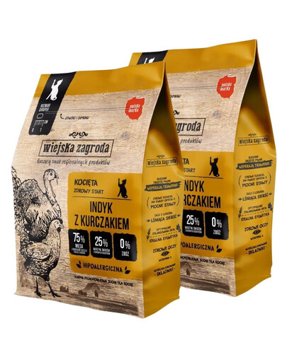 WIEJSKA ZAGRODA s kuracím mäsom pre mačiatka 2x400 g